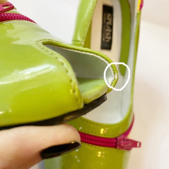 Vintage Y2K Splash Neon Zipper Peep Toe Heels Size 6.5 - Picture 4 of 14